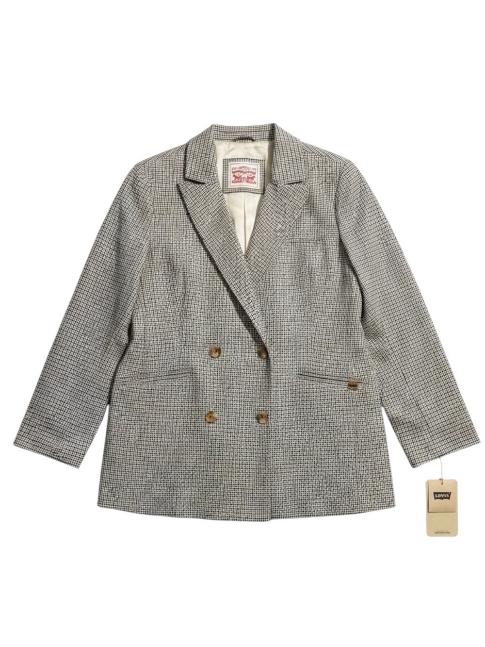 Levi's Double Breasted Oversized Blazer NWT Houndstooth Plaid Size XL